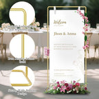 Wedding Welcome Sign Stand Holder - Adjustable Easel for Wedding Signs Stand & Seating Charts, Metal Easel Stand for Sign Reception Display, Gold Welcome Hanging Sign Holder for Party, Events - Image 4