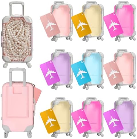 Teecyhooo 10 Pcs Mini Suitcase and 10 Pcs Metal Luggage Tags with Card by Unknown