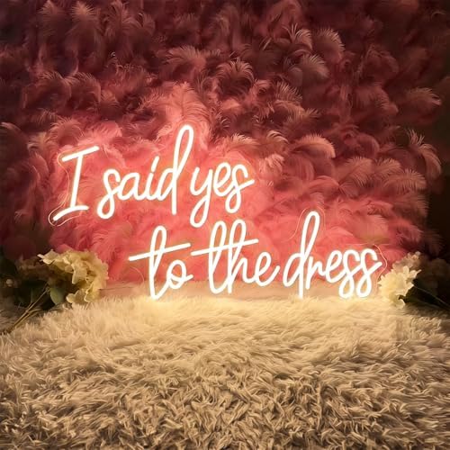 I Said Yes To The Dress Neon Sign Wedding LED Light Sign for Dress Store Wall Decor Bridal Shower Engagement Decor Wedding Party-20inch - Image 2
