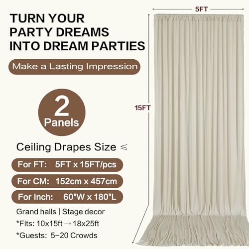 10ft×15ft Beige Backdrop Curtain for Wedding Parties - Image 6