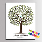 Personalize Wedding Guest Book with Ink Pads Creative Wedding Tree Fingerprint Signature Canvas Painting for Guests Sign-in Unique Gifts for Anniversary -60x80cm by Unknown
