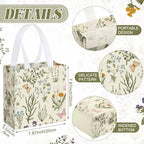 Lingvee 50 Pcs Wildflower Gift Bags Bulk, Floral Tote with Handles - Image 2