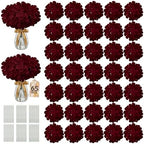65PCS Hydrangea Artificial Flowers with Stronger Bendable Stems, Premium Silk Faux Hydrangea Flowers Bulk for DIY Wedding, Arches, Baby Showers & Large Event Decor(Burgundy) by ECCELSO