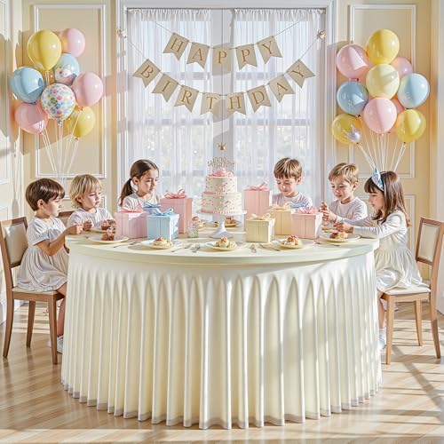 Ivory Tulle Tablecloths 60 Inch Spandex Round Table Cloths for Round Tables - Image 4