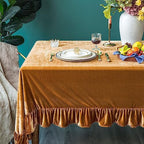 GLORY SEASON Velvet Tablecloth Luxurious Solid Rectangle Table Cloth,Oblong Retro Farmhouse Ruffle Tablecloths Washable Table Cover for Party Wedding Baby Shower Kitchen Dinning Tabletop Decoration - Image 5