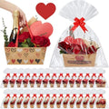 Kolldenn 24 Set Valentine's Day Empty Gift Basket to Fill Kraft Red Heart Bouquet Box with Handles Pull Bows Cellophane Bags and Card for Valentine Party Favor Supplies, 9.8 x 6.5 Inch by Unknown