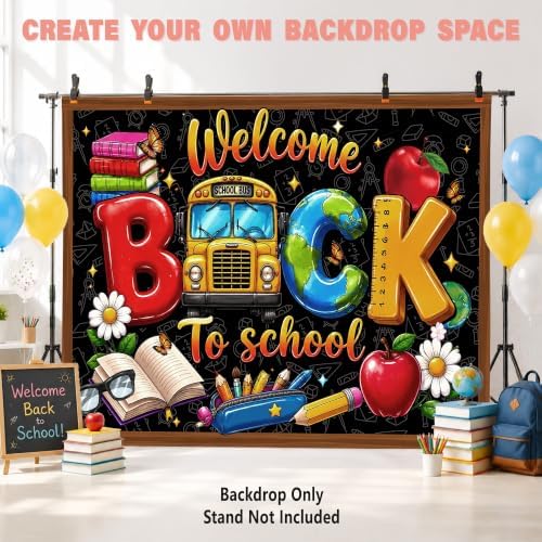 Custom Back to School Backdrop, Personalized First Day of School Photography Backdrop with Photo, Name & Grade, Welcome Back to School Decorations for Classroom, Photo Booth, Wall & Home, Made in USA - Image 6
