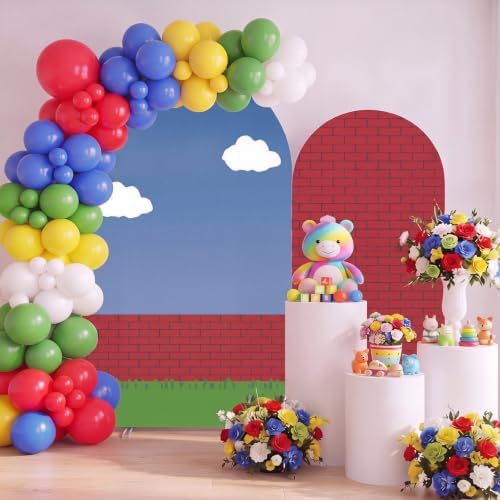 Moukeren Brick Wall Arch Cover Spandex Arch Backdrop Cover 6ft and 7.2ft for Video Games Themed Baby Shower Party Gender Reveal Baby Birthday Party Banquet Photo Arches Background Decorations Supplies - Image 6