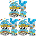 Cartoon Boy Story Baby Shower Decorations Plates 25 Guests,175 Pcs It's A Boy Story Baby Shower Cardstock Paper Plates Napkins Cups Cutlery Set Party Decorations (Pack of 3) by Heboland