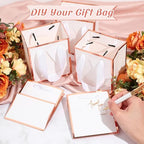 Yeaqee 50 Pcs Mini Paper Gift Bags with Handles Tag, White, Rose Gold - Image 4