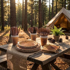 400 Pcs Disposable Rustic Wood Grain Slice Tableware Set for 50 Guests - Image 3