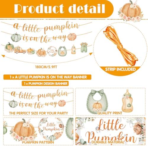405 Pcs Little Pumpkin Baby Shower Party Decorations - Image 5