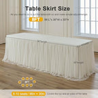 familus 8ft Ivory Spandex Fitted Tablecloth with Tulle Table Skirt - 2-in-1 Structured Tutu Table Cover for Weddings, Trade Shows, Banquets & Professional Events - Image 3