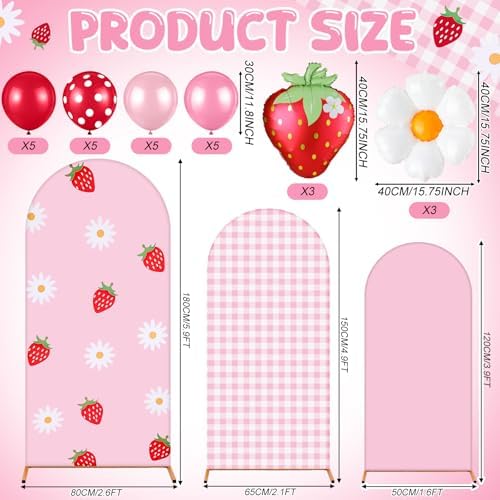 Foilswirl 34 Pcs Strawberry Arch Backdrop Covers Party Decor Set - Image 3