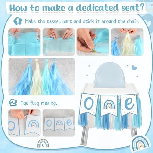 1st Birthday Decorations for Boy, Blue First Party Supplies Balloon Set - Image 7