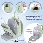 RUVALINO Diaper Bag Backpack-Multifunction Baby Travel Bag with Changing pad, Insulated Bottle Holders & Pacifier Case, Large Capacity, Waterproof, Mint Green - Image 3