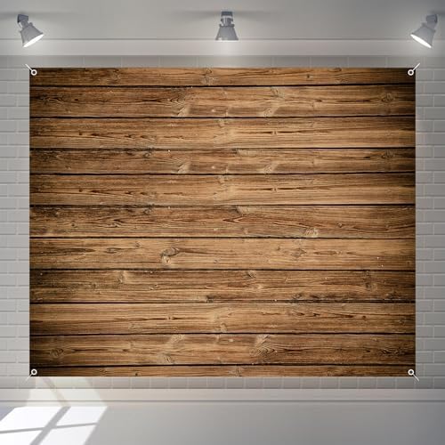 Wood Backdrop 10x8ft Brown Wooden Rustic Background Fabric Polyester Floor Panel Board Banner Baby Shower Birthday Wedding Decorations Western Barn Party Wall Decor Photography Supplies - Image 3