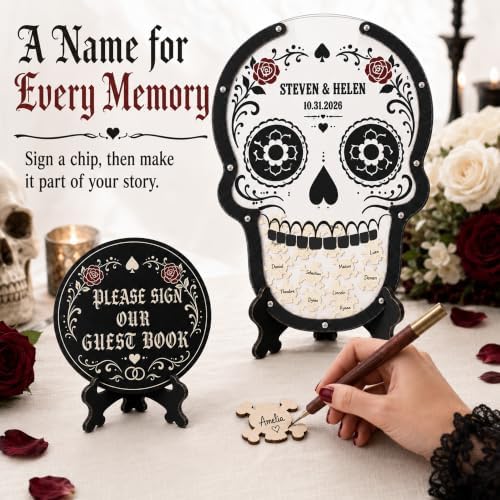 Wedding Guest Book Alternative, Personalized Gothic Skull Drop Box - Image 2