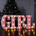 Pink Glitter GIRL Letters for Baby Shower Decorations - Girl Theme LED Light Up Letters, Battery Powered Party Centerpieces for Tables, Wall & Room Decor by TEHIBIEN