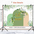 Greenery Boho Arch Baby Shower Backdrop Banner Decoration,Sage Green Oh Baby Banner Sign Backdrops Eucalyptus Leaf Photography Background for Neutral Woodland Baby Shower Party Decor Photo Prop 10x7ft - Image 5