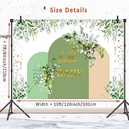 Greenery Boho Arch Baby Shower Backdrop Banner Decoration,Sage Green Oh Baby Banner Sign Backdrops Eucalyptus Leaf Photography Background for Neutral Woodland Baby Shower Party Decor Photo Prop 10x7ft - Image 5