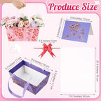Kolldenn 24 Set Floral Empty Gift Basket to Fill 9.8 x 6.5'' Spring Flower Bouquet Box with Handles Bows Plastic Bags and Card for Tea Party Wedding Arrangement Wrapping - Image 2