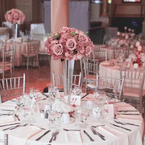 BLOSMON Fake Flower Balls Table Centerpieces, 2 Pcs, Large, Dusty Pink - Image 2