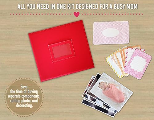 First Year Photo Album Kit “Baby is Here”, All-in-one bundle: Printed Photos + Baby Girl Journal Cards + Red Photo Album + Digital Workbook with advice to get it done simple and meaningful - Image 2