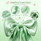 Big Satin Bow Coquette Room Decor, 16x79 Inch Large Christmas Bows for Birthday Decorations, Christmas Tree Topper, Girl Room Decor, Bachelorette, Wedding, Baby Shower, Front Door, Wreath (Green) - Image 3