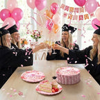 Havawish 100 Pcs Pink Orange Class of 2026 Graduation Party Plates Decorations Pink Orange Paper Plates Disposable Graduation Party Tableware Set for 2026 High School College Congrats Grad Decorations - Image 5