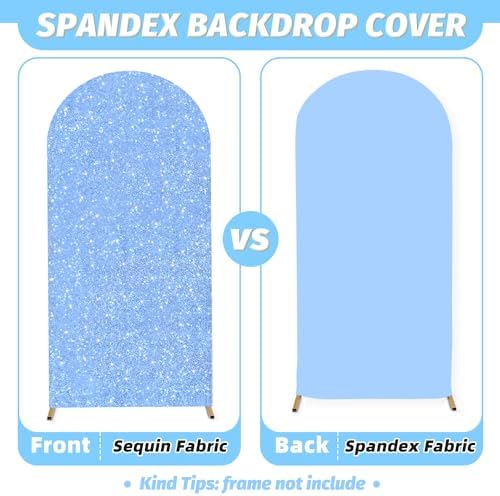MODFUNS Arch Covers Sequin Light Blue Spandex Arch Cover 6.6ft Glitter Arch Cover Backdrop Fabric Wedding Arch Covers Stretchy Backdrop Sequin Arch Back Drop for Party Anniversary Birthday Decor - Image 4