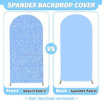 MODFUNS Sequin Arch Covers Baby Blue Arch Cover Set of 3 Wedding Arch Cover 6ft 6.6ft 7.2ft Glitter Spandex Arch Cover Balloon Arch Stand Cover Round Top Arch Backdrop Cover for Baby Bridal Shower - Image 4