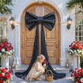 Large Black Bow Decor, 24x16x79 Inches Big Silky Ribbon Bows for Room Wall Door Decorations Oversized Coquette Stain Bow Party Decorations for Halloween Birthday Bridal Baby Shower Wedding Backdrop by Besutolife