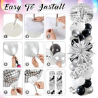 2 Sets Disco Balloon Column Stand Kits Adjustable Black and Silver Balloons Column Kit with Disco Ball Explosion Star 80s Party Themed Tower Stand Kit for Birthday Party Retro Dance Supplies - Image 4