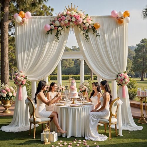 30ftx12ft Beige Backdrop Curtains for Parties, Wrinkle Free Polyester Beige Photo Backdrop Drapes 6 Panels 12 ft Long Back Drop Cloth for Wedding Birthday Photography Background - Image 5