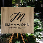Andaz Press Large Wooden Welcome Sign for Wedding Rustic Welcome Sign 16" x 20" Custom Script Monogram Names & Date Woodland Wedding Signage English Oak MDF Wood Finish Reception Indoor Outdoor Signs - Image 4
