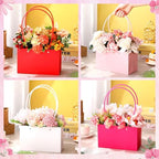 Geyoga 12 Pcs Flower Bags Boxes for Arrangements Kraft Paper Floral Wrapping with Handle Waterproof for Graduation Mother's Day Anniversary Fresh Flowers Bouquets Gift Bags(4 Colors) - Image 3