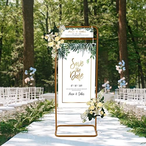 Ringmaster Wedding Sign Stand Holder 4.9FT Tall Welcome Sign Frame,Gold Easel Stand for Wedding Sign Poster,Metal Frame Display Stand Geometric Backdrop Rack for Birthday Party,Engagement,Reception by Unknown