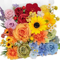 TINGE TIME Rainbow Artificial Flowers Combo, Rose Dahlia Wedding Flowers by TINGETIME