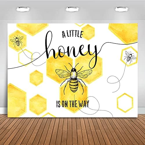 Mocsicka Bumble Bee Baby Shower Backdrop Honey Bee Baby Shower Party Decorations Honeycomb Baby Shower Background Photo Booth Props (8x6ft) by Mocsicka