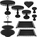 Set of 9 Cake Stands Metal Cupcake Stand Set Multiple Styles Candy Fruit Display Tower Dessert Plate Cake Serving Tray for Birthday Party Wedding Anniversary Baby Shower Engagement (Black) by JALANCY