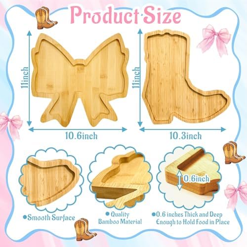 Boots or Bows Gender Reveal Decorations Wooden Boot Bow Charcuterie Boards - Image 4
