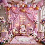 20ft x 12ft Wrinkle Free Pink Backdrop Curtains for Parties, Pink Photo Backdrop Drapes 12FT Long Silky Back Drop Cloth for Wedding Birthday Photography Background Decor - Image 4