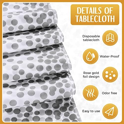 Breling 24 Pack White and Silver Disposable Tablecloth and Table Runner Set - Image 3