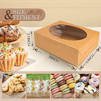 KPOSIYA 65 PCS 8x6x2.5 Inch Cookie Boxes with Window Brown Bakery Boxes Pastry Boxes for Gift Giving, Treat, Dessert, Cupcakes, Chocolate, Strawberries, Donuts, Muffins (5 Style Windows) - Image 2