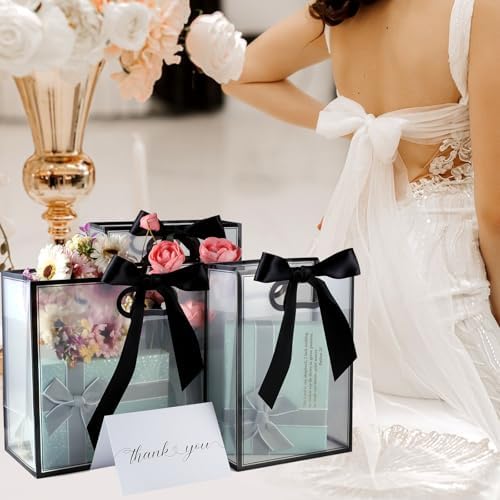 GAWBYET 24 Pcs Clear Plastic Gift Bags with Handles,Black - Image 6