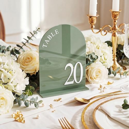 Aceorbit Sage Green Wedding Table Numbers 1-20 with Stands 5" x 7" - Image 6