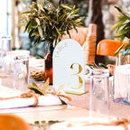 White Arch Wedding Table Numbers 1-15, Gold Numbers and Stands - Image 6