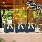 Silkfly 24 Pcs Paper Gift Bags with Handles & Bow Ribbon, Navy Blue, Gold - Image 6
