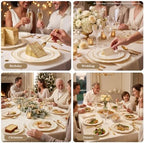 realluck 200Pcs Ivory and Gold Plastic Plates Scalloped Plates - Image 6